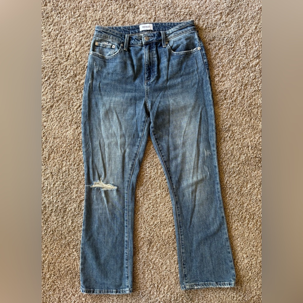 Pistola Premium Medium Wash Distressed Straight Jeans Size 28 Excellent Cond